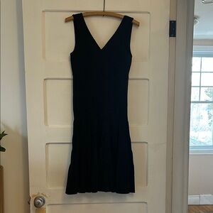 Pink Tartan Black V-Neck Midi Dress